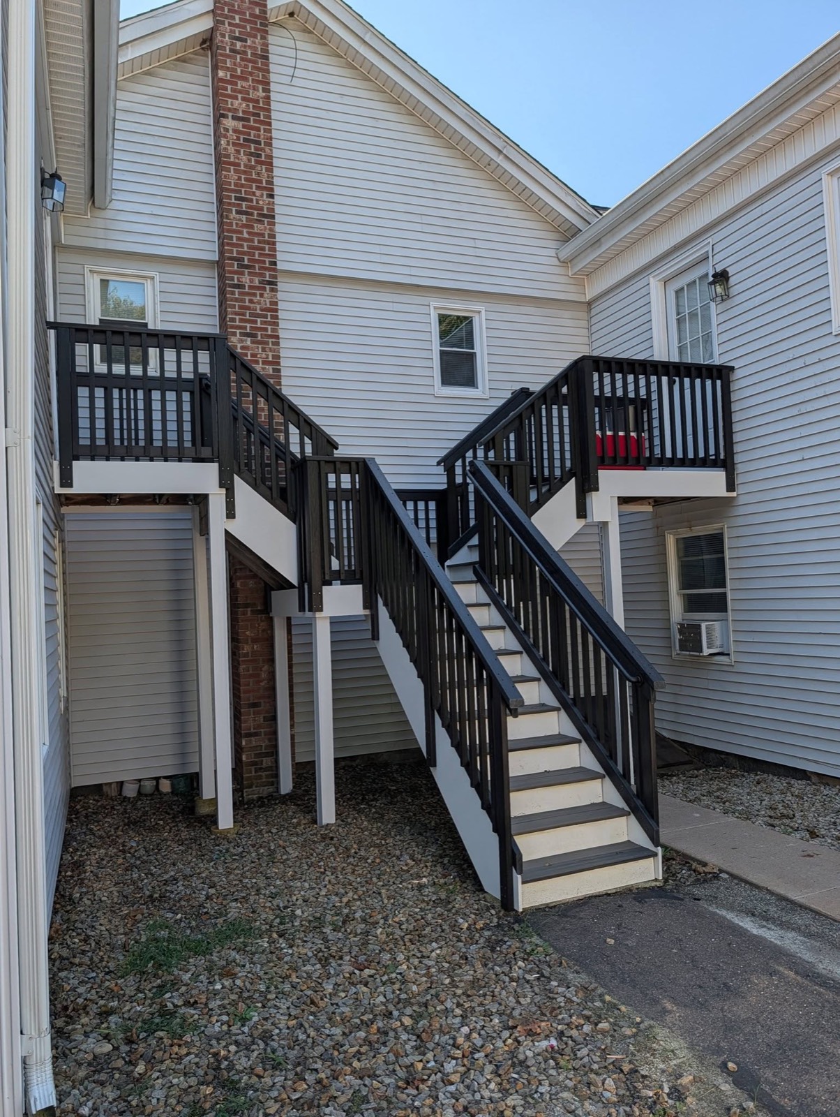 Two-story exterior stairs & decks