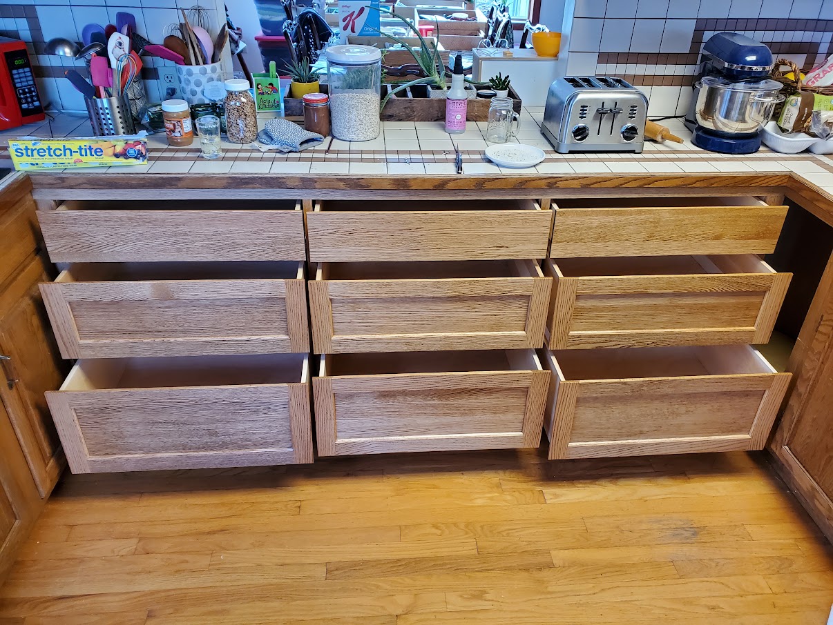 Custom kitchen drawer bank