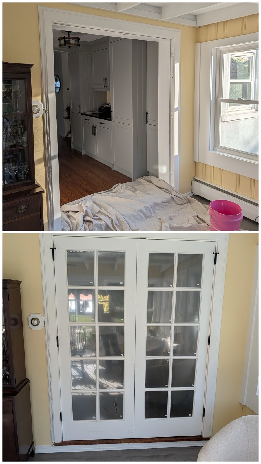 French door install, before & after